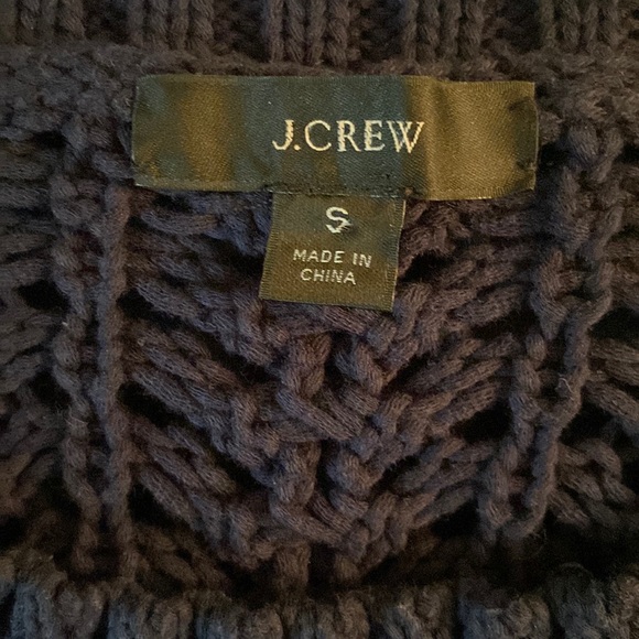 J. Crew Wide Neck Beach Navy Blue Pointelle Knit Sweater - S - Picture 9 of 13